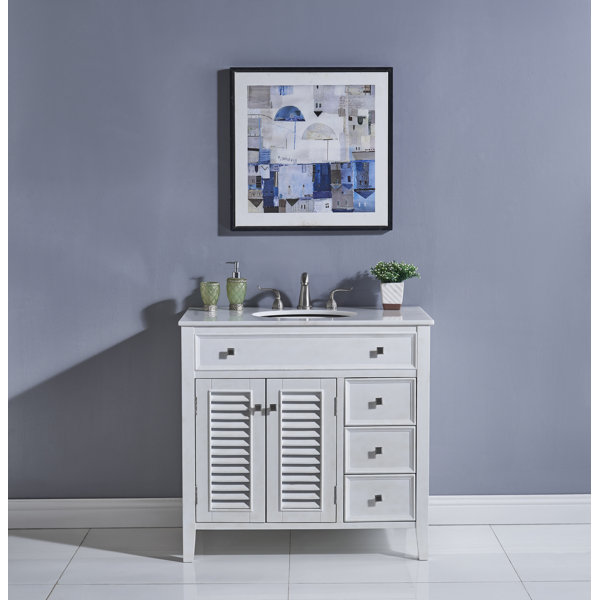 Rosecliff Heights Adelbert 36'' Single Bathroom Vanity with Marble Top